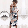 Patterned Short Sleeve Dress - Riviera Couture